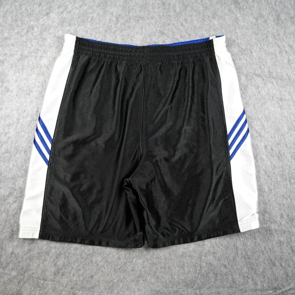 Vintage Adidas Shorts Mens Large Black White Blue Reversible Mesh Basketball